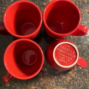 4 Corelle 23 oz Red Stoneware Mugs